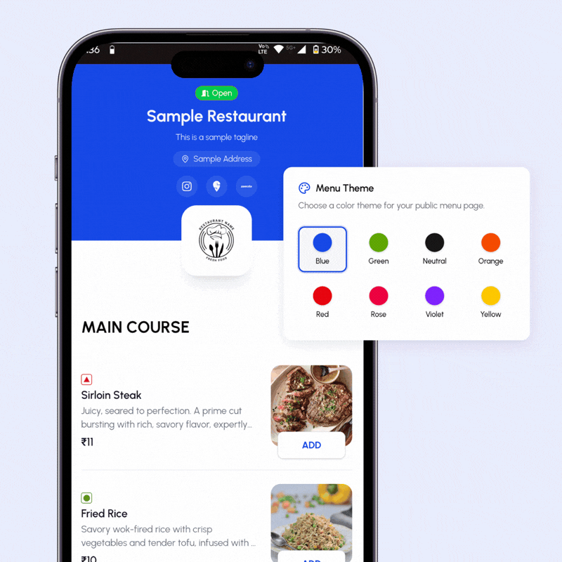 Tapmenu brand customization